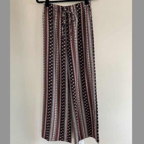 Floral Print Tie Front Wide Leg Pants - Picture 1 of 2
